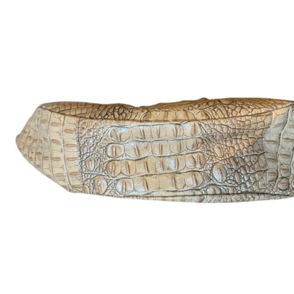 Brahmin Beige Jacqueline Pecan Melbourne Croc Embossed Leather Hobo Bag - Picture 3 of 14